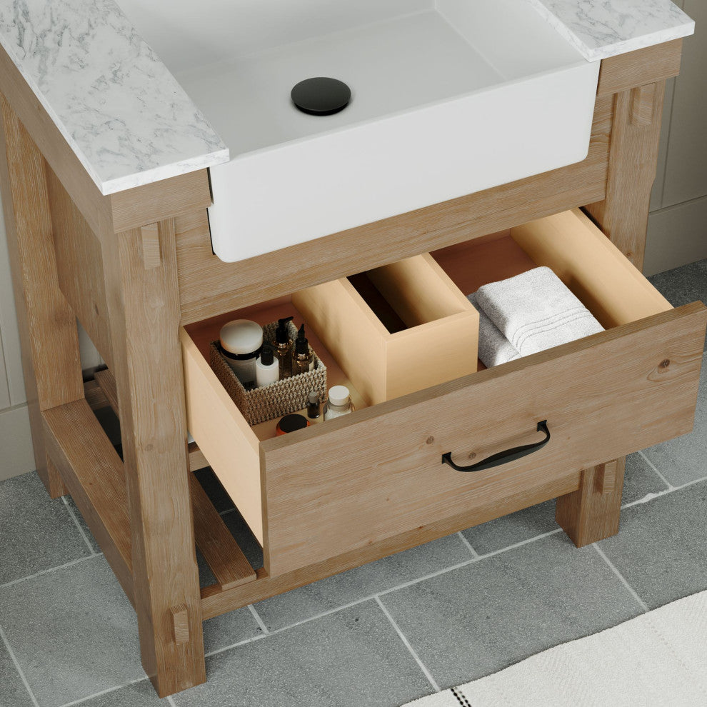 Bosque Bath Vanity, Weathered Fir, 30", Single Sink, Farmhouse, Freestanding