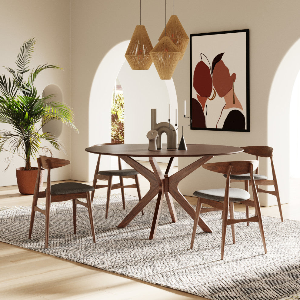 Modrest Prospect Modern Large Round Walnut Dining Table