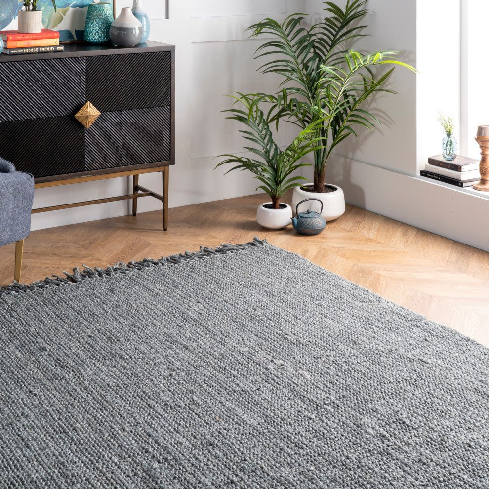 Nuloom Hand Woven Maui Chunky Loop Rug, Grey 5'x7'6"