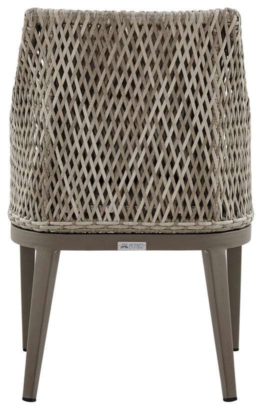 Grenada Outdoor Wicker and Aluminum Gray and Beige Dining Chair Set of 2