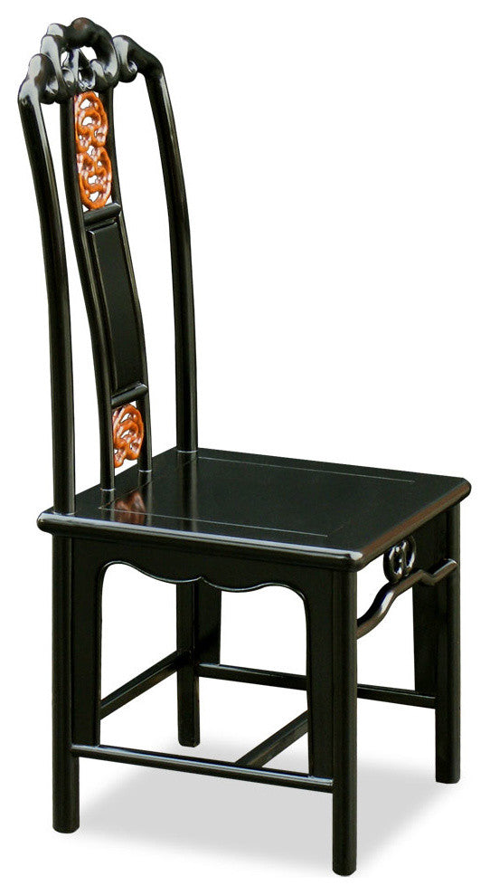 Rosewood Ming Design Side Chair, Natural/Black