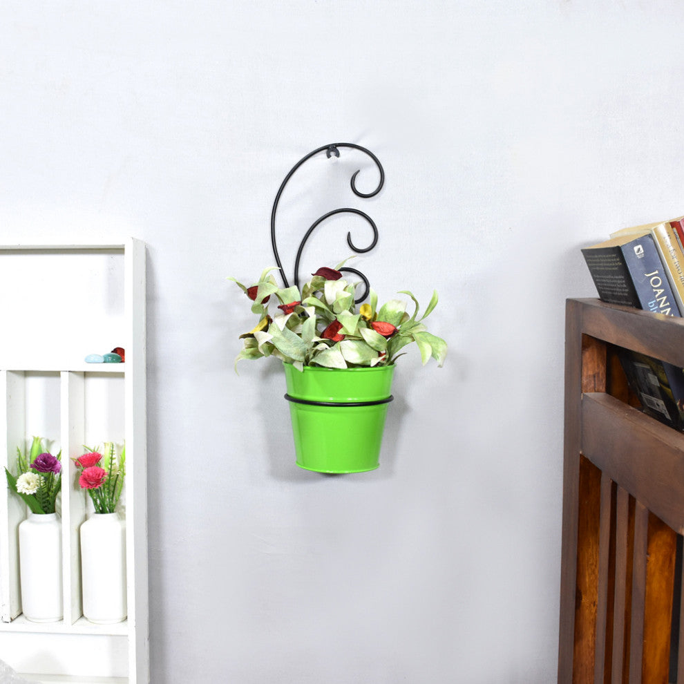 Handmade 100% Iron Round Modern Planters Pot, Green