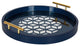 Caspen Round Decorative Tray, Navy Blue 15.5" Diameter