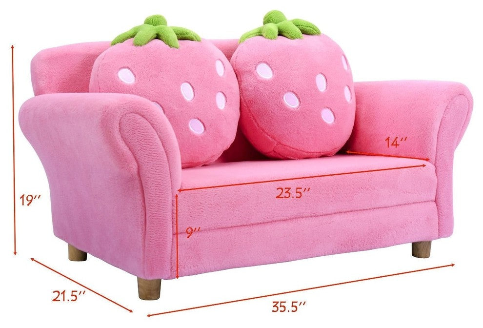 Modern Kids Strawberry Armrest Chair Sofa, Pink