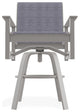 Leeward Sling Bar Height Outdoor Swivel Armchair, Brooks/Warm Gray
