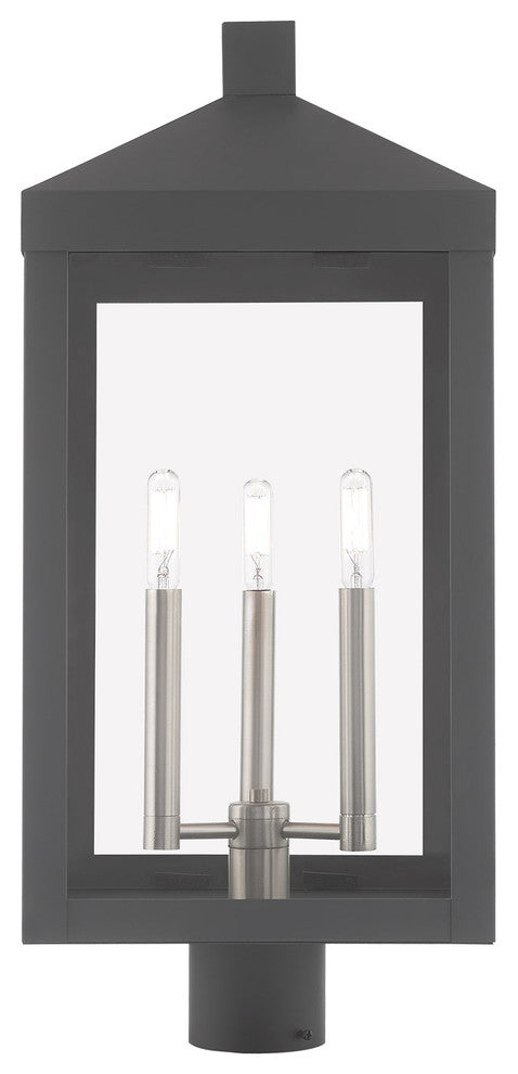 Livex Lighting Scandinavian Gray 3-Light Outdoor Post Top Lantern