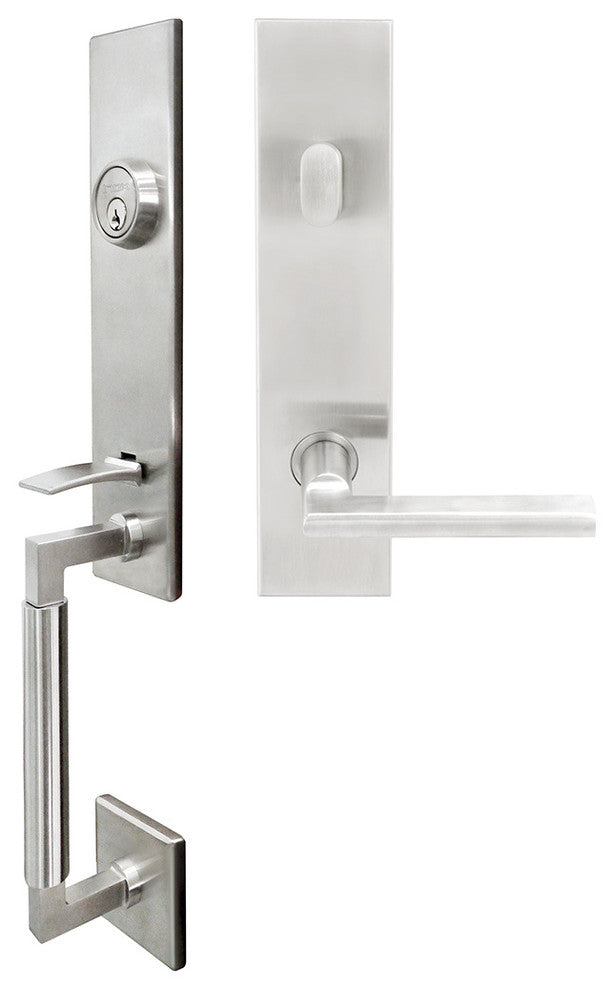 Sunrise Lever, Tubular Entry Handle set, RHR, Satin Stainless Steel