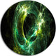 Green Sparkling Lightning, Abstract Digital Art Disc Metal Artwork, 38"