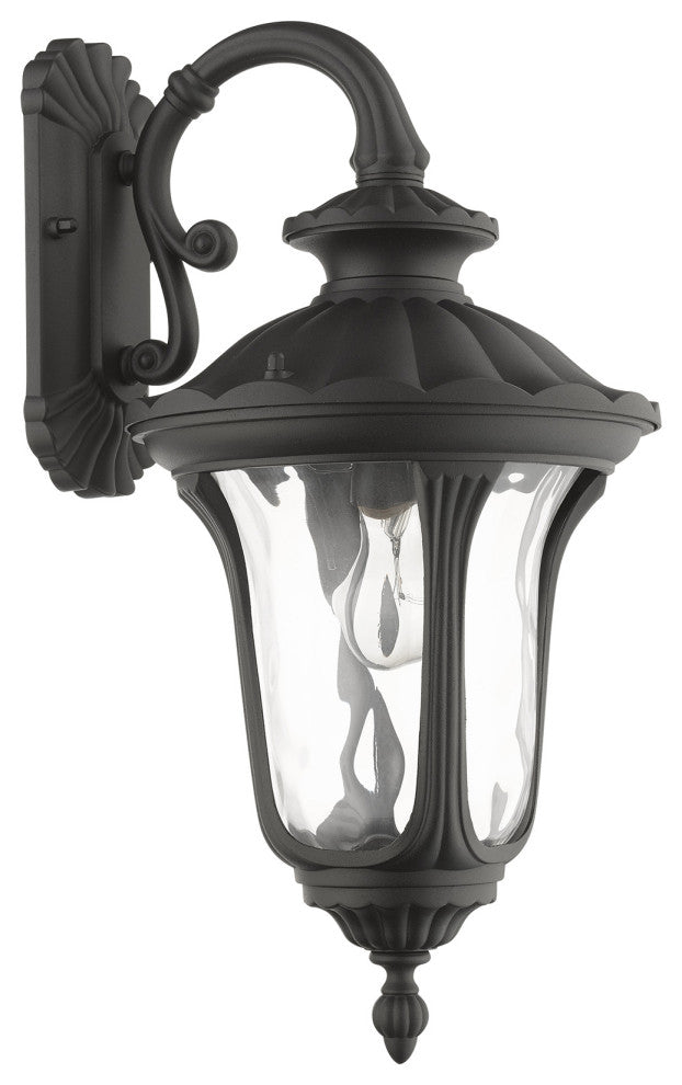 Textured Black Traditional, Victorian, Sculptural, Outdoor Wall Lantern