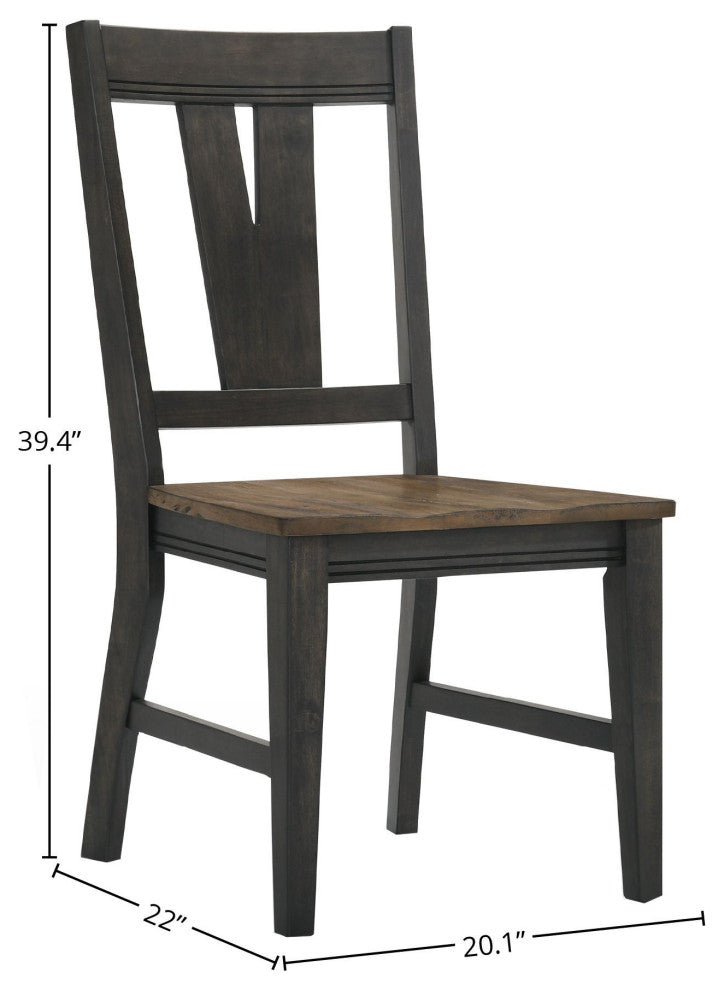 Harper Side Chair With Splat Back, Brushed Brown and Pecan, Set of 2