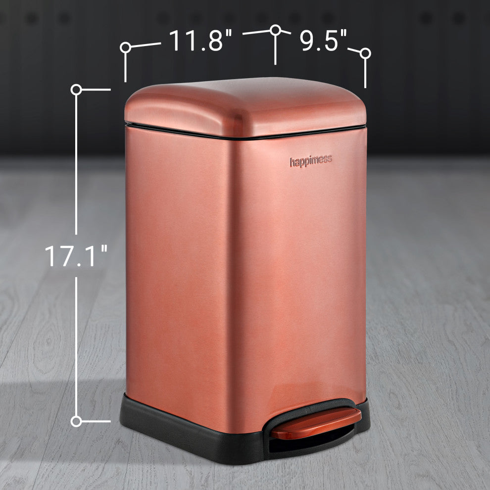 Betty Retro Mini 3.2-Gallon Step-Open Trash Can, Rose Gold