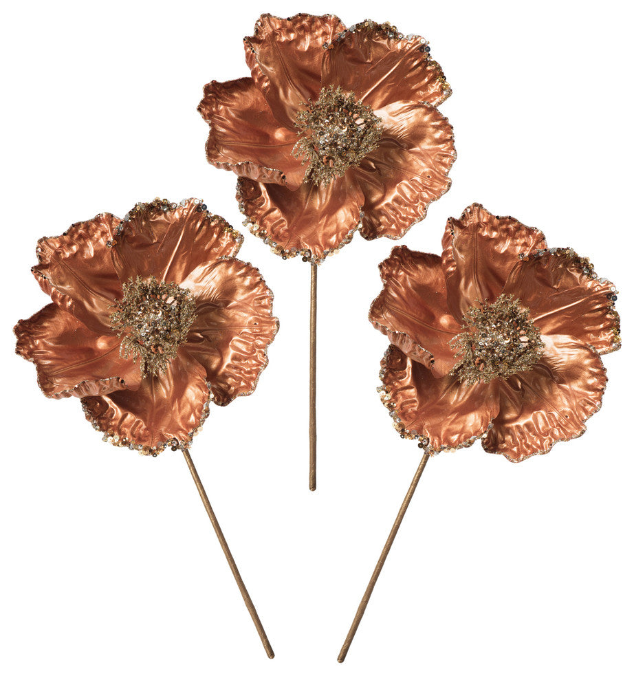 Artificial Pearl Poppy Spray , Mocha, 14"