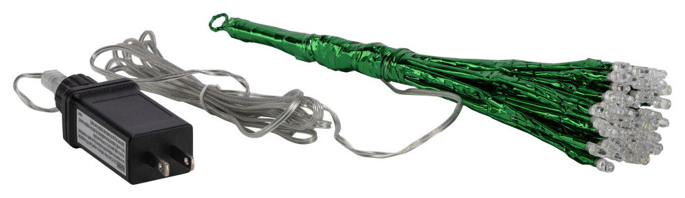 10"H Indoor Christmas Twig 3D Hanging Snowflake Ornament with LED Lights, Green