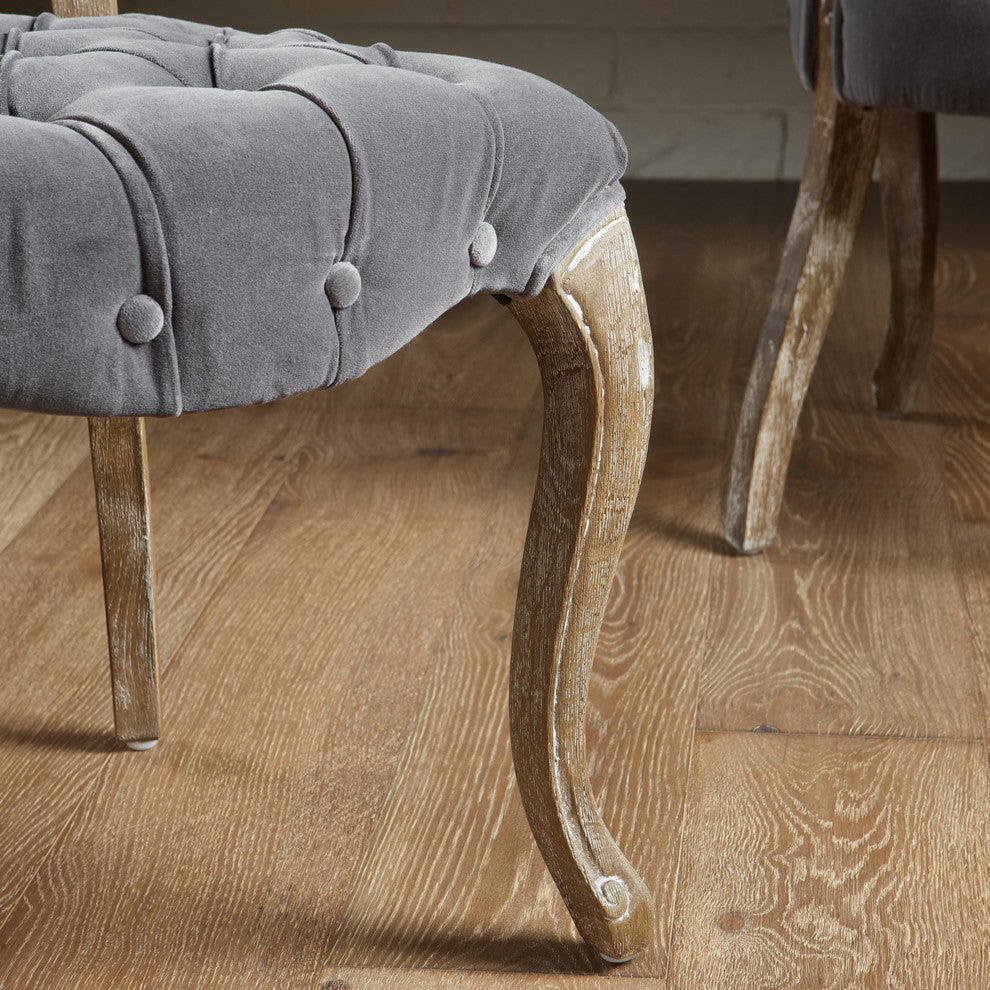 GDF Studio Violetta French Design Dining Chair, Set of 2, Gray