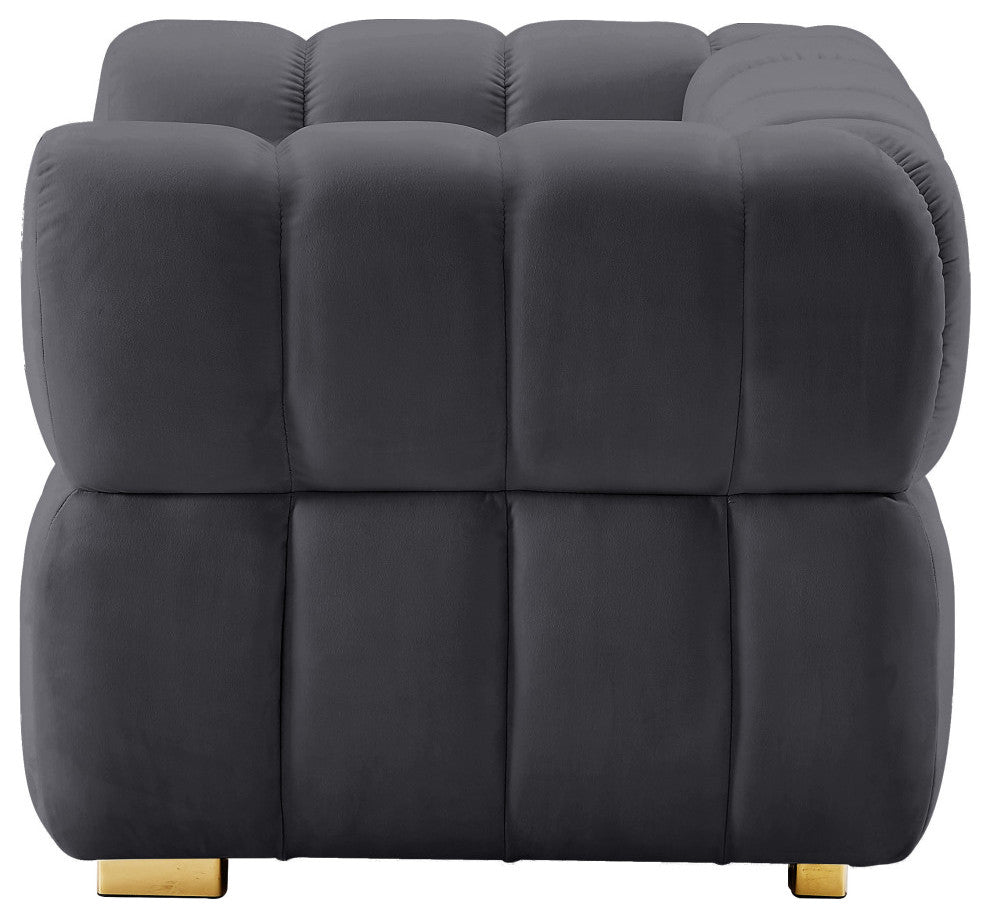 Gwen Velvet Upholstered Chair, Gray, Chair