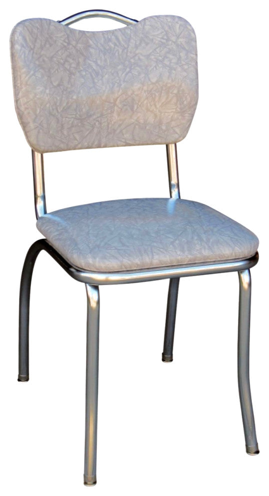 Retro Home Upholstered Handle Back Dining Chair, Cracked Ice Gray