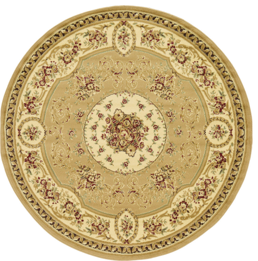 Unique Loom Tan Phillipe Versailles 6' 0 x 6' 0 Round Rug