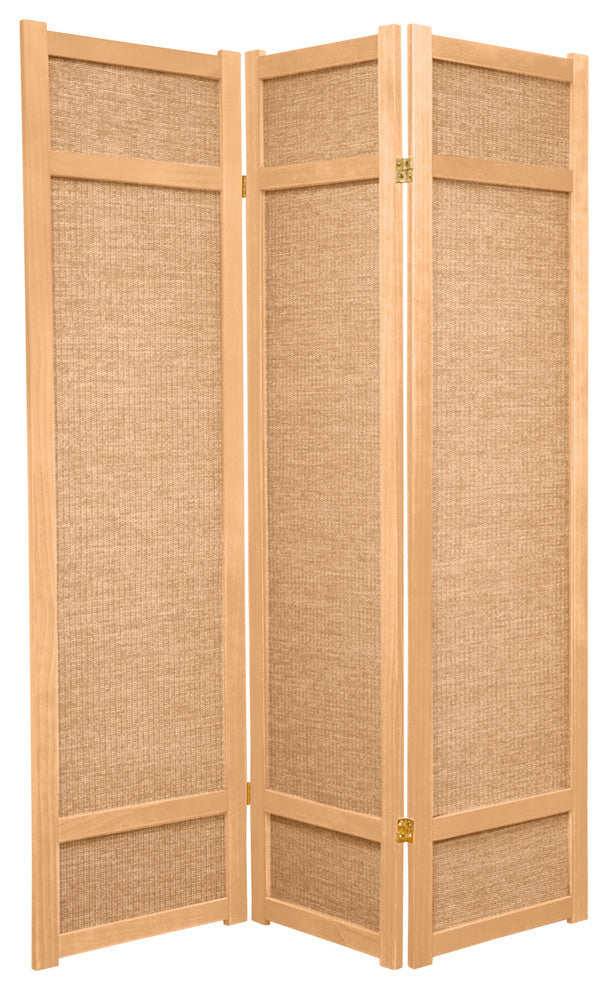 6' Tall Jute Shoji Screen, 3 Panel, Natural