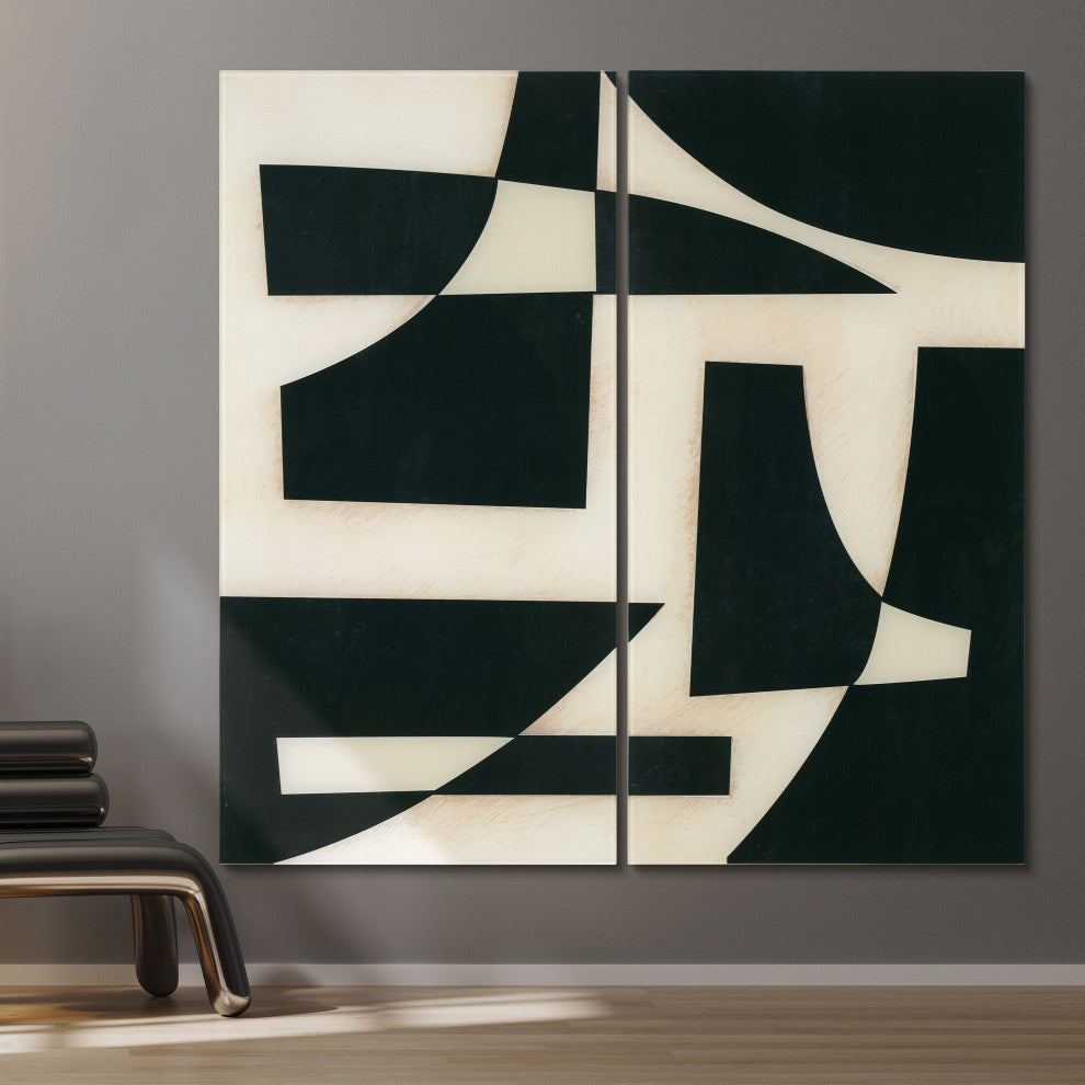 "Onyx Cutout" Oversized 72"x36" Frameless Reverse Printed Tempered Art Glass Set