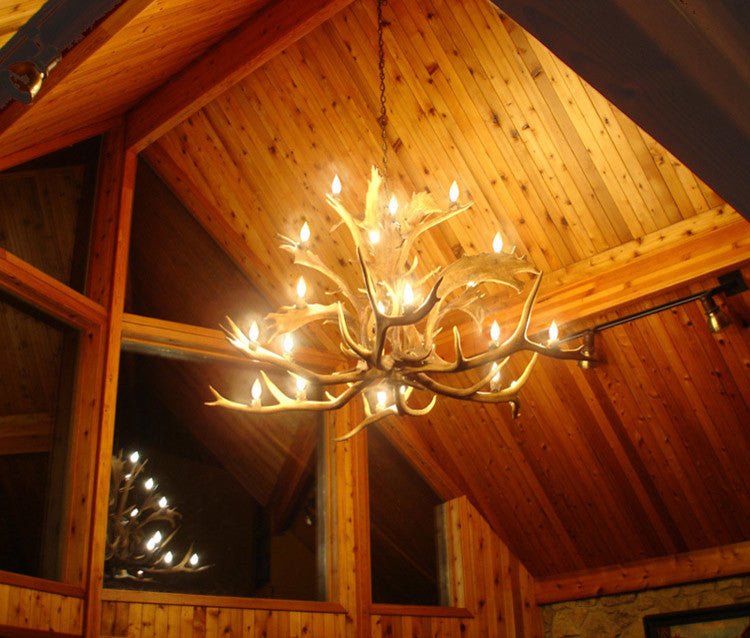 Elk, Fallow Deer Antler Chandelier Light, Large, No Shades
