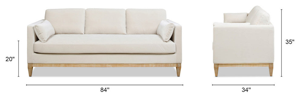 Knox 84" Modern Farmhouse Sofa, French Beige Performance Velvet