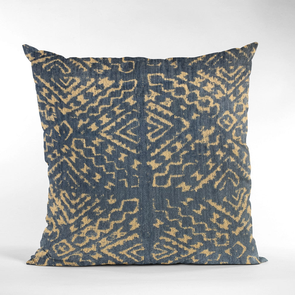 Plutus Blue Diamonds Luxury Throw Pillow, 22"x22"