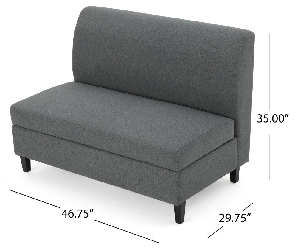 GDF Studio Toro Versatile Modern Fabric Storage Loveseat, Charcoal