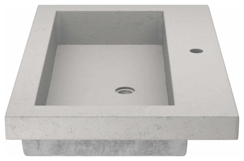 Trough 3019 Concrete Bathroom Sink, Ash, Single Faucet Hole