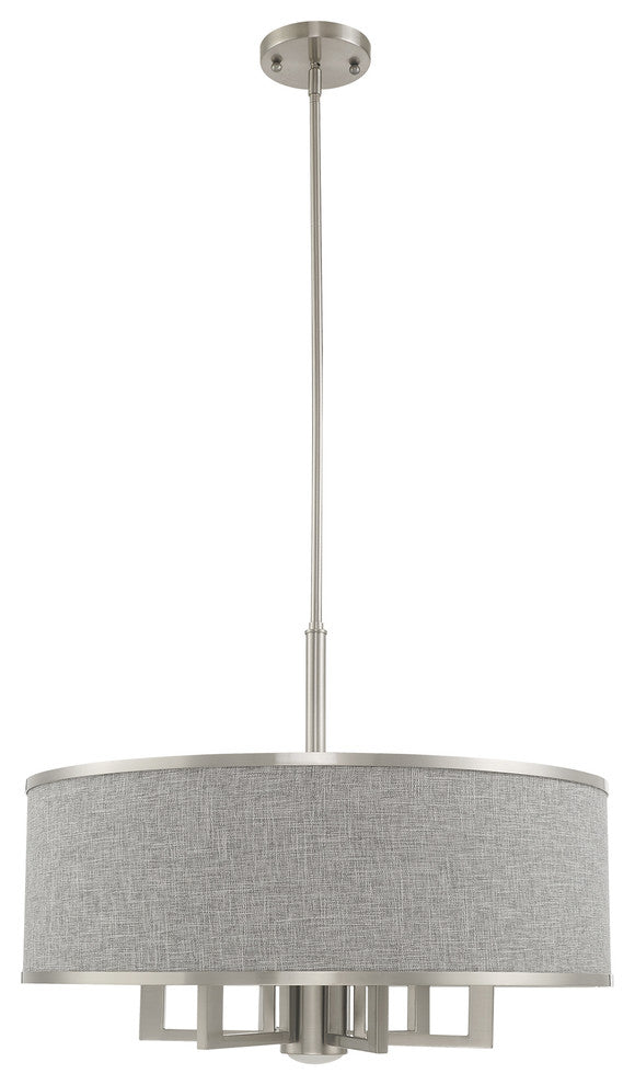 Livex Lighting Brushed Nickel 6 + 1 * Light Pendant Chandelier