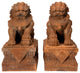 18" Foo Dog Rust Patina Statues, Set of Two
