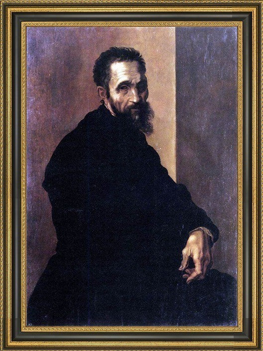 Jacopino Del Conte Portrait of Michelangelo Framed Premium Canvas Print, 18"x27"