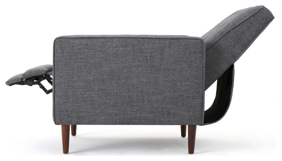 GDF Studio Macedonia Mid-Century Modern Button Tufted Fabric Recliner, Gray Fabric