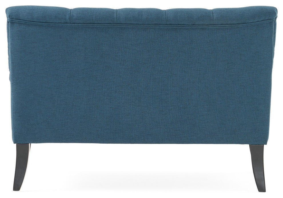 GDF Studio Nicoletta Tufted Fabric Settee Loveseat, Deep Blue