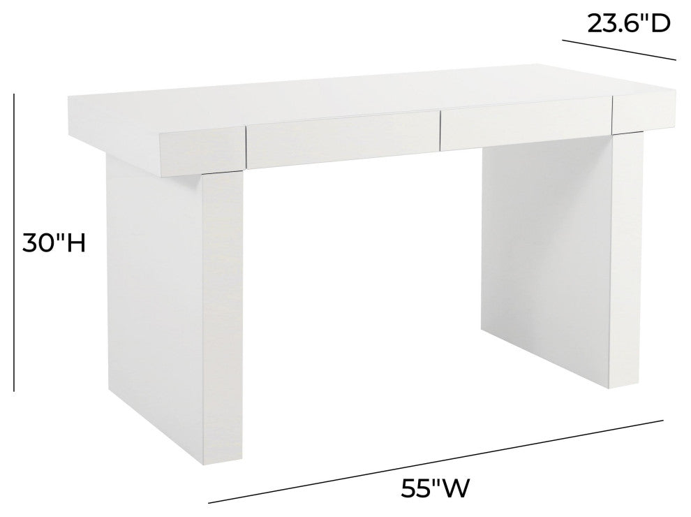 Clara Glossy White Lacquer Desk