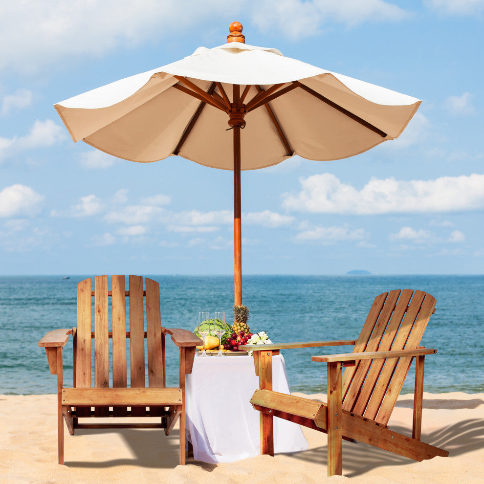 Westport Outdoor Patio Traditional Acacia Wood Adirondack Chair, Light Brown