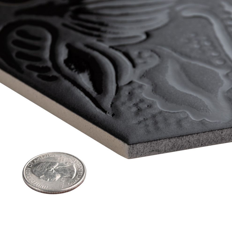 Gaudi Lux Hex Black Porcelain Floor and Wall Tile