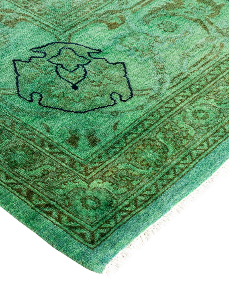 Overdyed One-of-a-Kind Hand-Knotted Area Rug Green, 8' 1" x 10' 3"