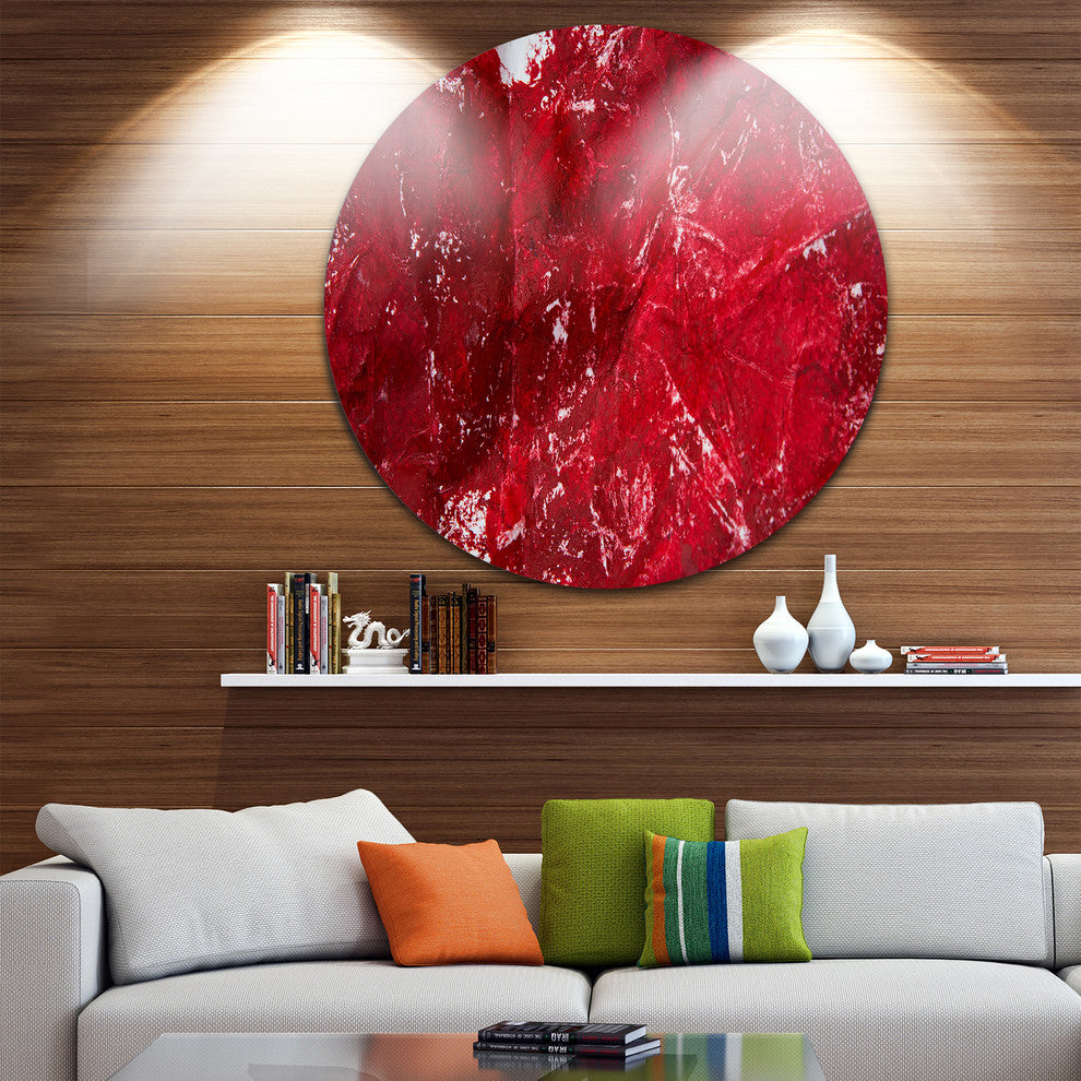 Abstract Red Texture, Abstract Round Wall Art, 23"
