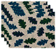 Retro Leaves Floral Print Placemat, Set of 4, Blue