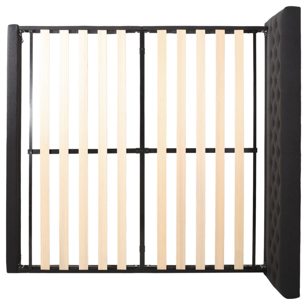 Winston Contemporary Upholstered King Bed Platform, Black