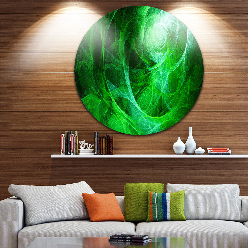 Green Stormy Sky Texture, Abstract Digital Art Disc Metal Wall Art, 23"