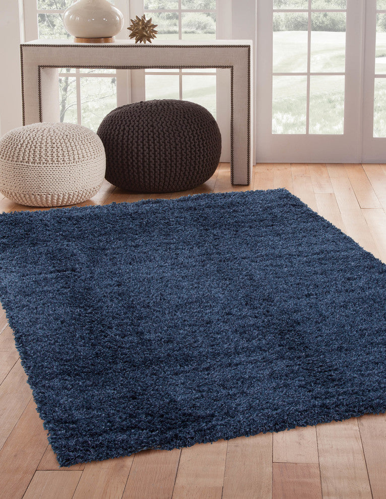 Rectangle Abacasa Comfort Shag Area Rug, Slate Blue, 63"x90"