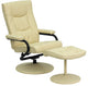 Multi-Position Recliner and Ottoman with Wrapped Base in Cream LeatherSoft