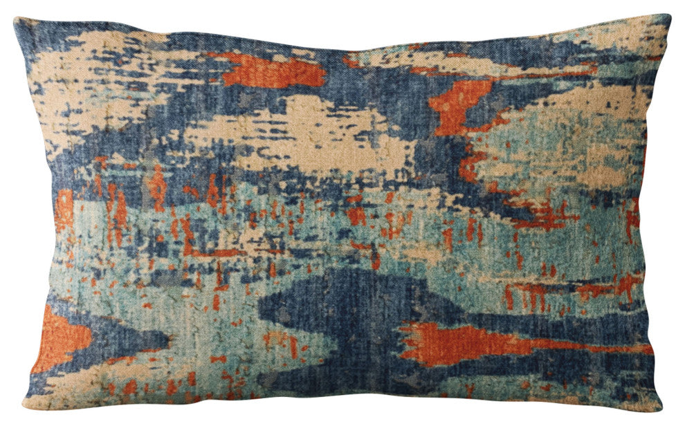 Plutus Blue Hidden Velvet Damask Luxury Throw Pillow, 22"x22"