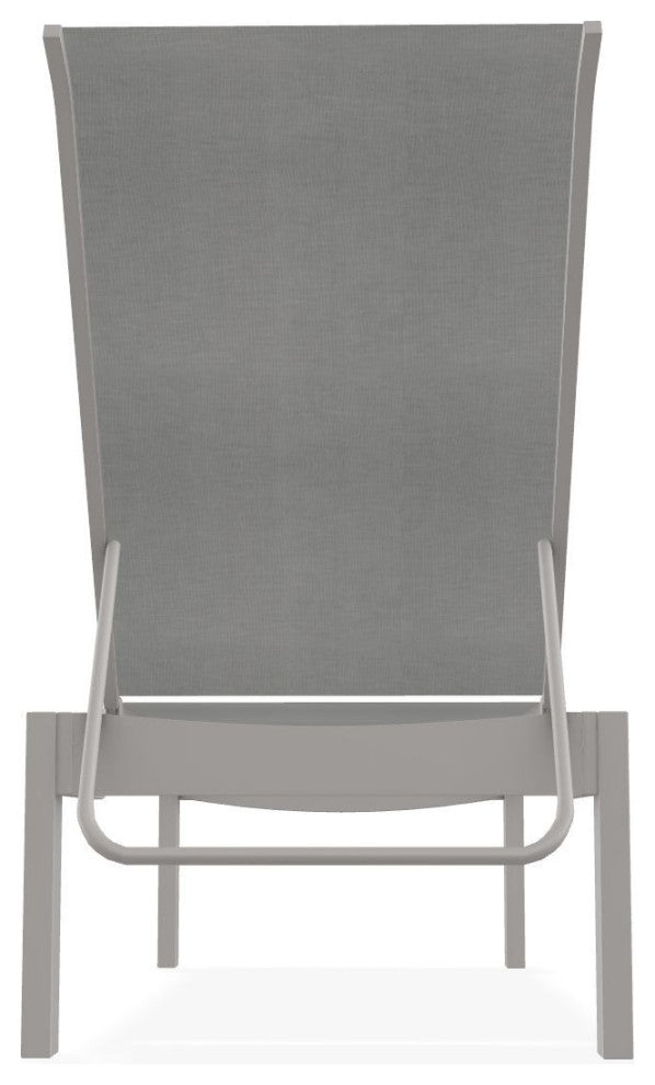 Leeward Sling Stackable Outdoor Chaise Lounge, Alloy/Warm Gray