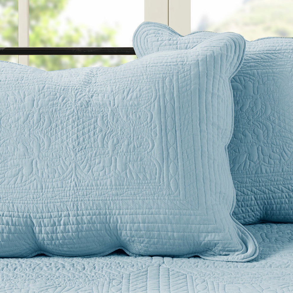 Madison Park Tuscany 6 Piece Reversible Scalloped Edge Daybed Cover Set, Blue
