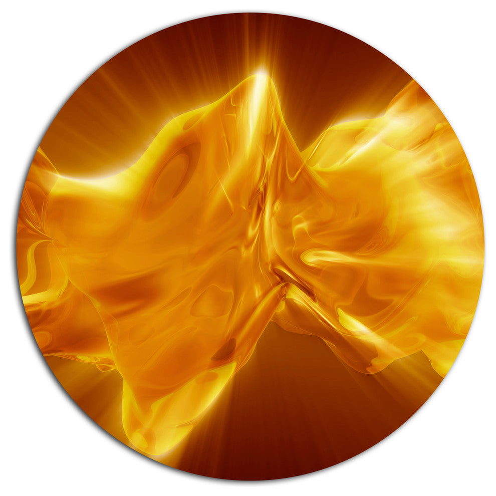 Plasmas And Liquid With Fiery Shine, Abstract Round Metal Wall Art, 36"