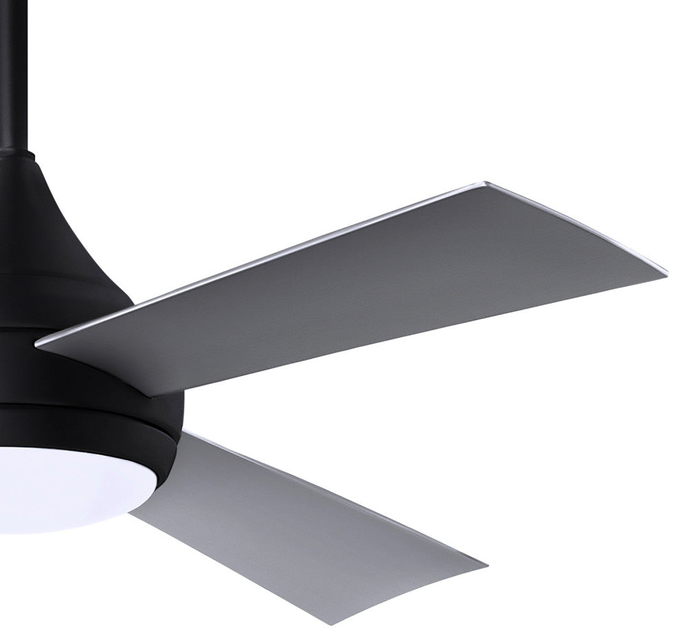 Donaire Paddle Fan Integrated LED, Matte Black, Brushed Stainless Blades