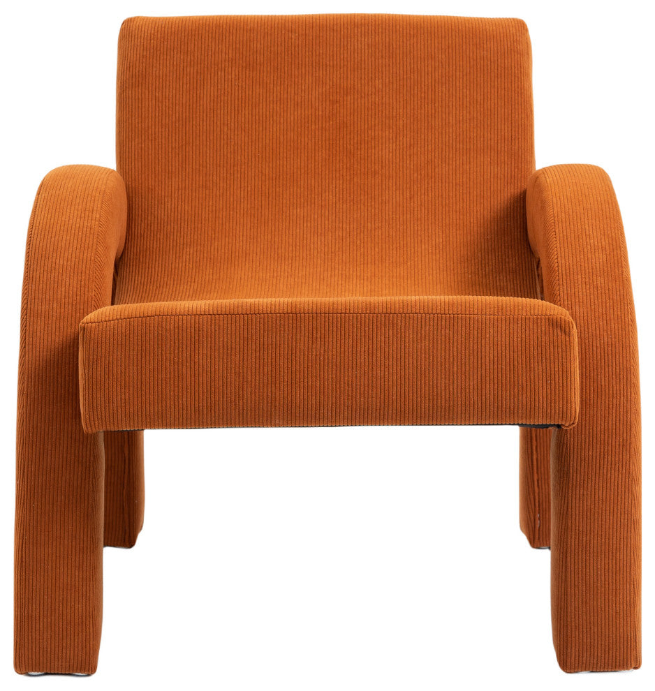 Corduroy Fabric Upholstered Accent Chair, Cognac