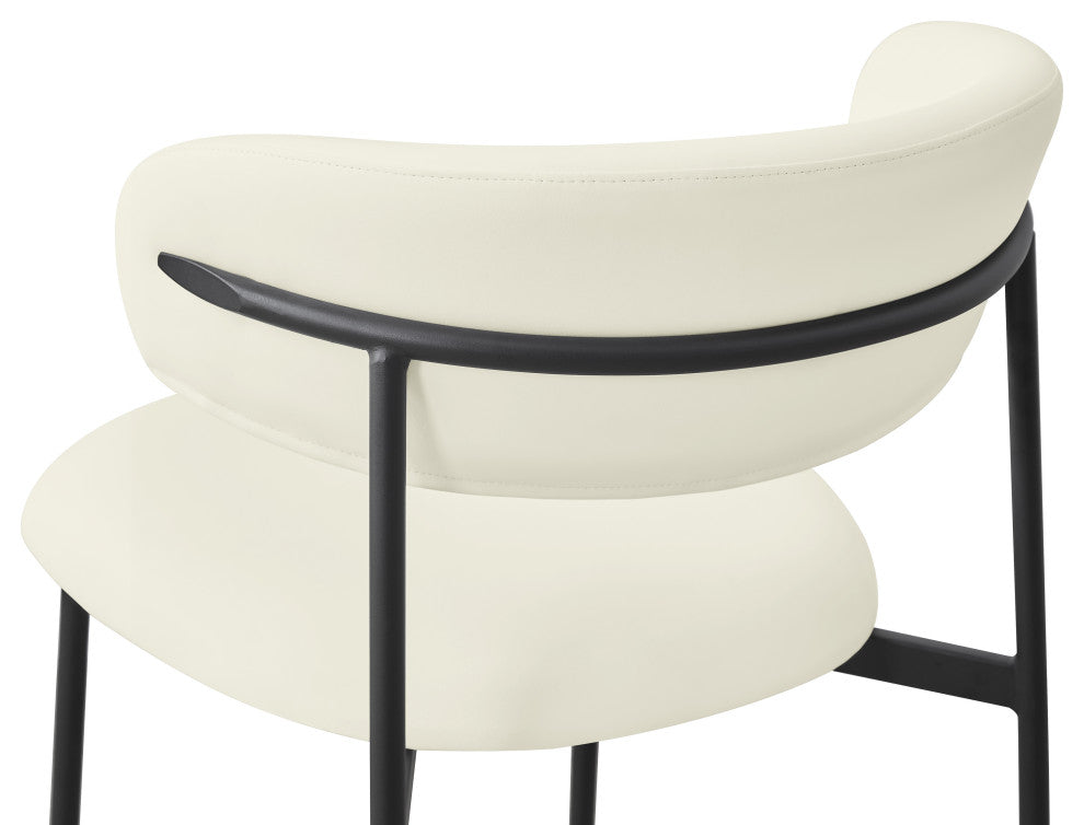 Lupita Vegan Leather Dining Chair, Set of 2, Cream, Matte Black Finish